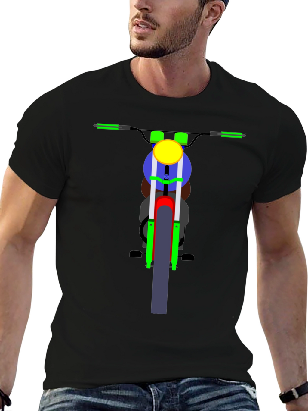Motorcycle Graphic T-Shirt - Black