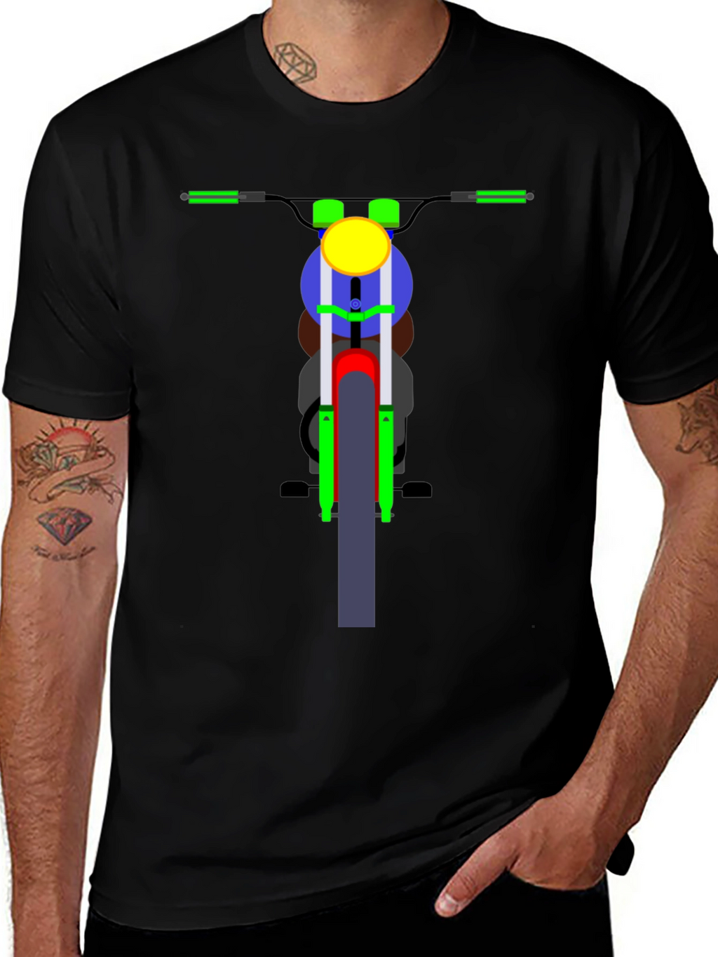 Motorcycle Graphic T-Shirt - Black