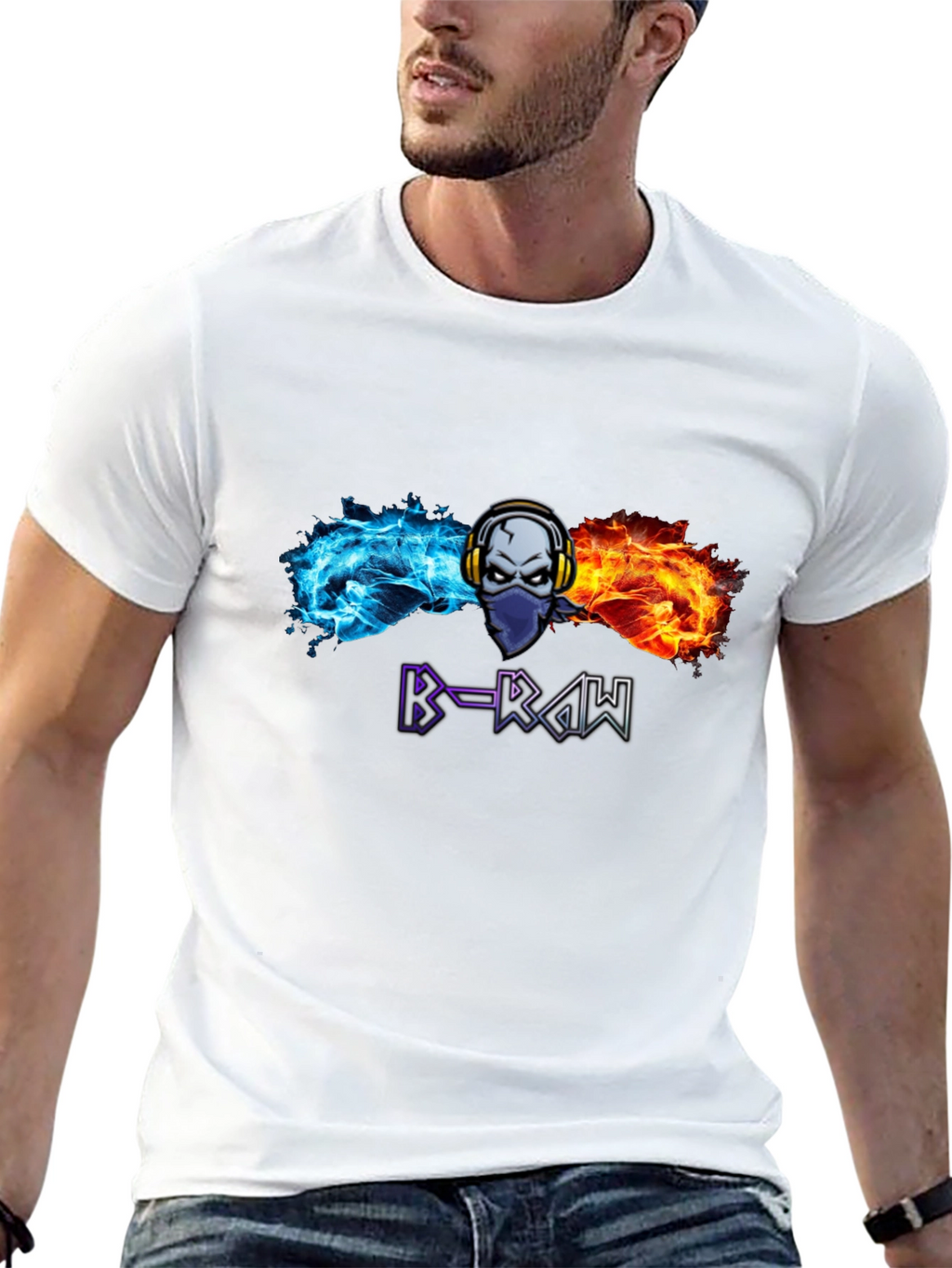 B-RAW Graphic T-Shirt - Skull Headphones Tee