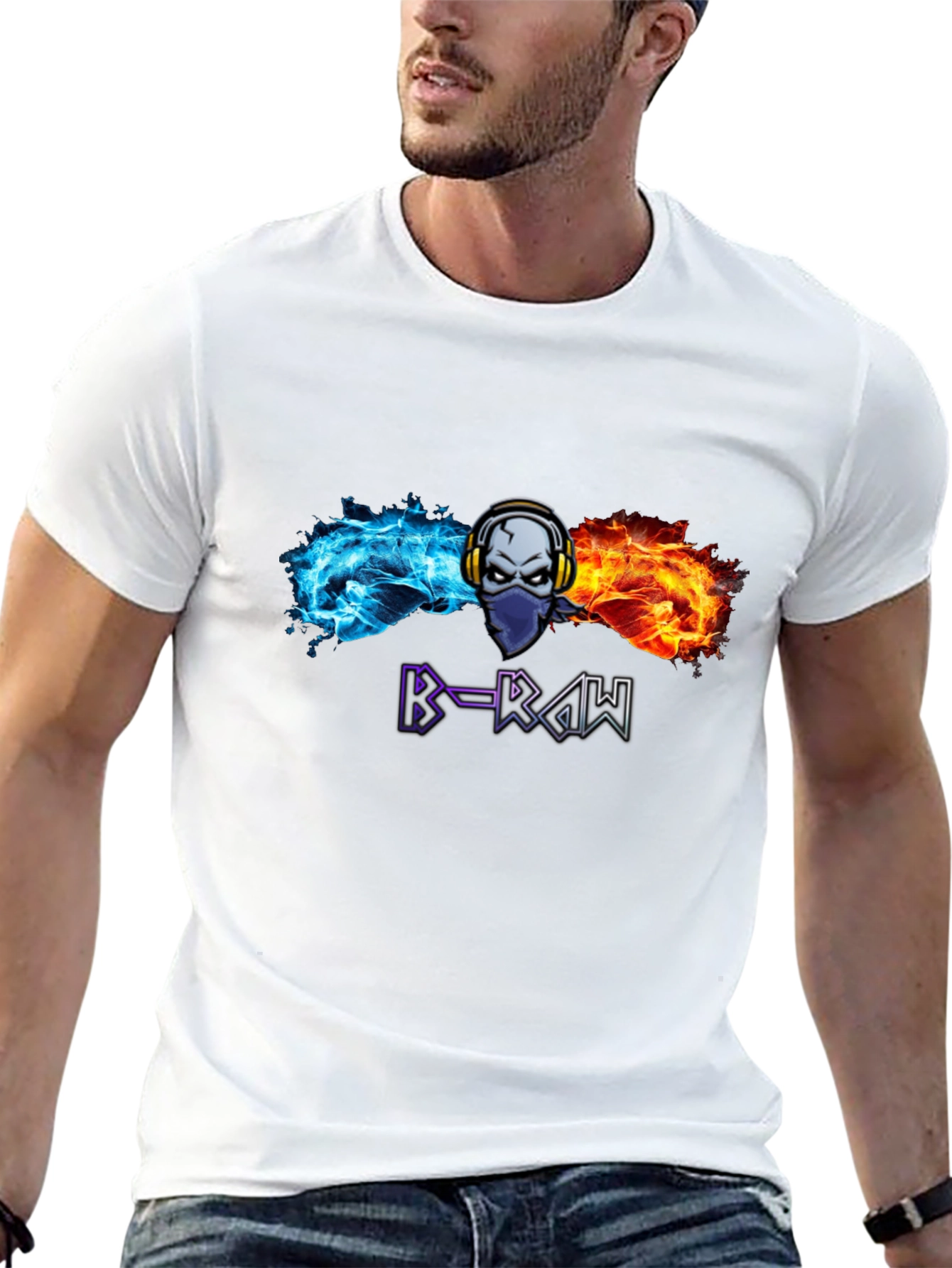 B-RAW Graphic T-Shirt - Skull Headphones Tee