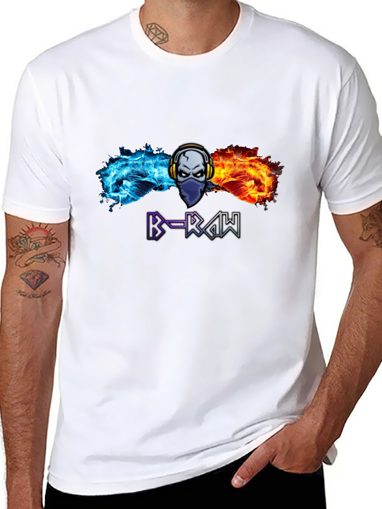 B-RAW Graphic T-Shirt - Skull Headphones Tee