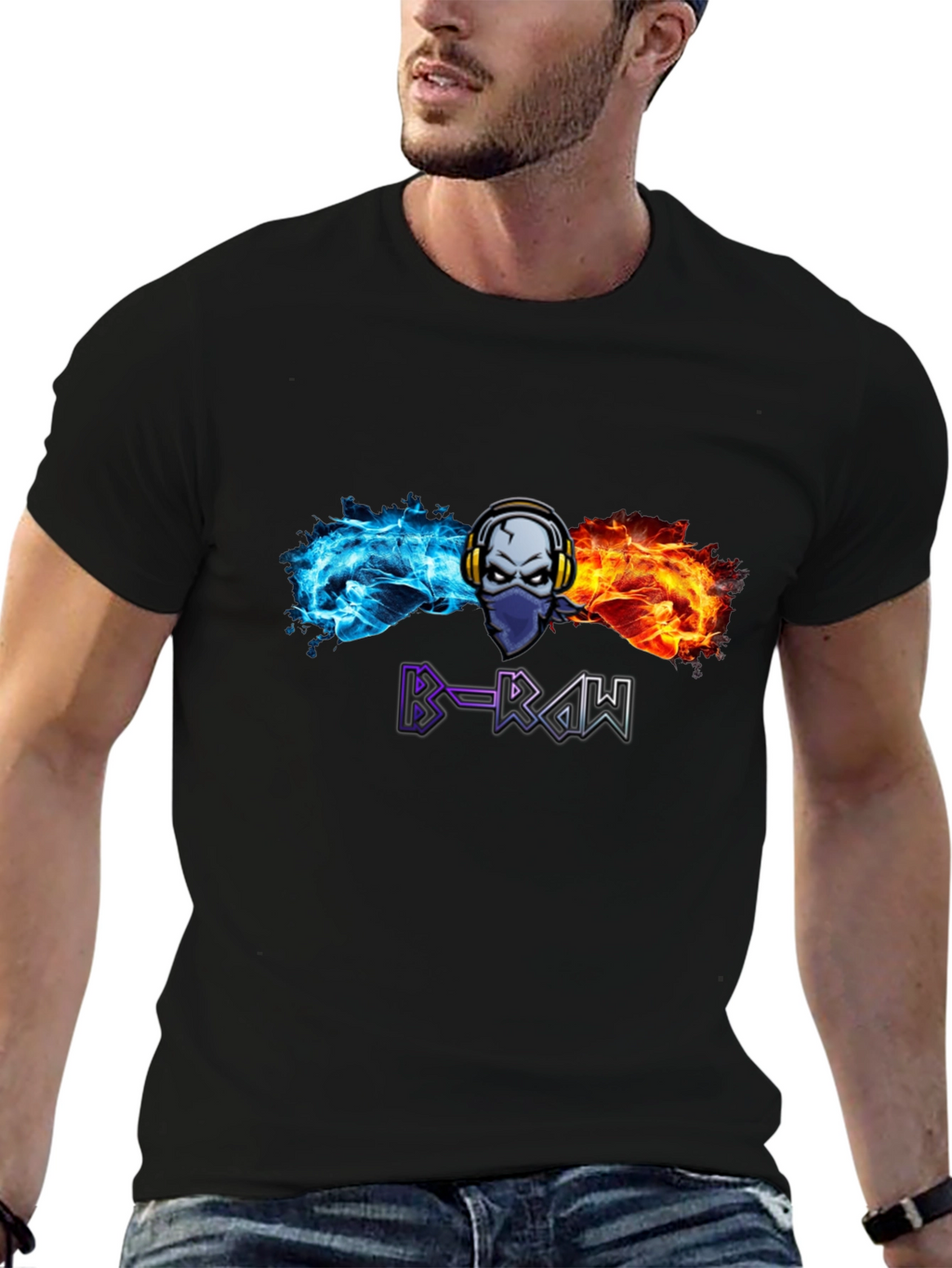 B-RAW Graphic T-Shirt - Skull Headphones Tee