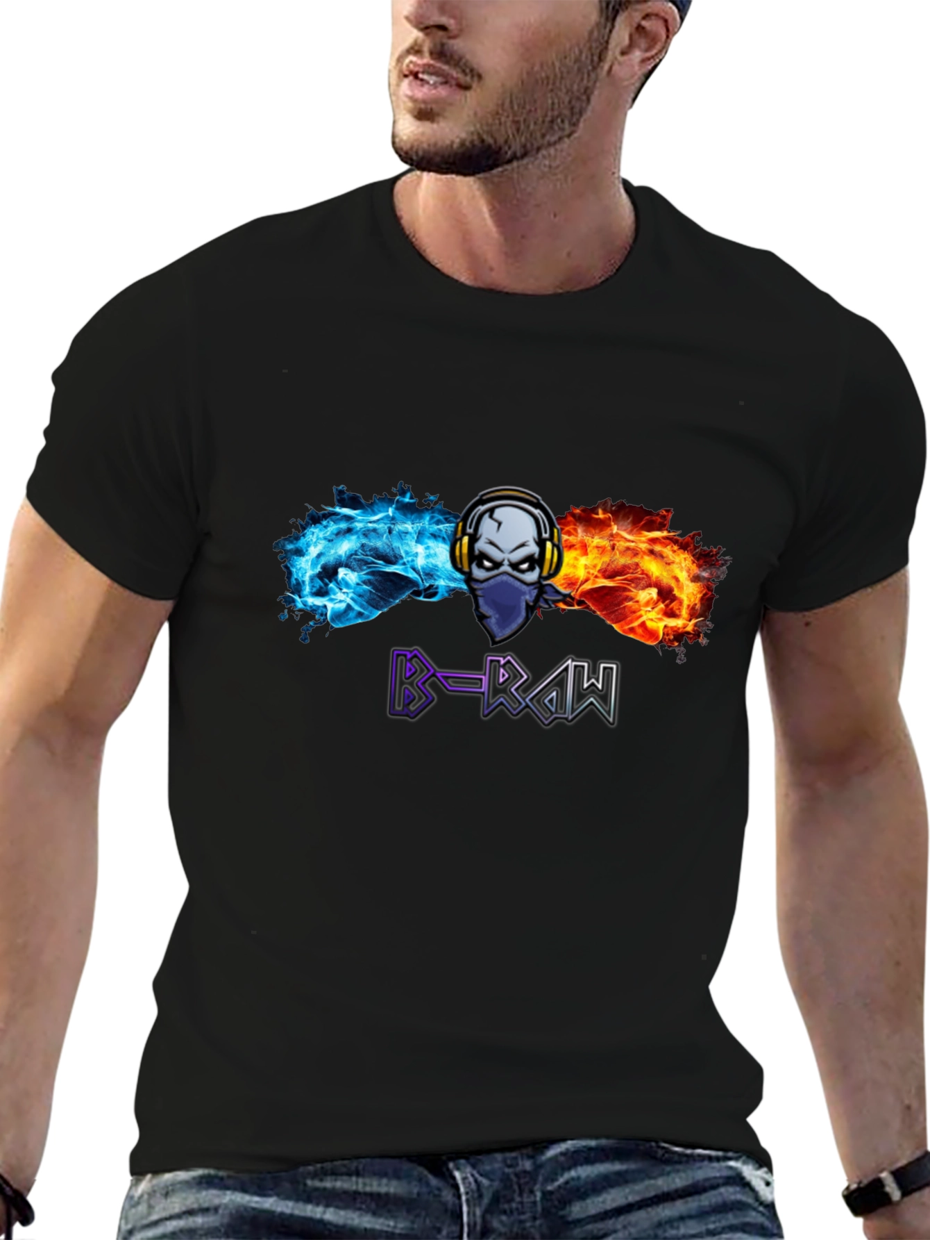 B-RAW Graphic T-Shirt - Skull Headphones Tee