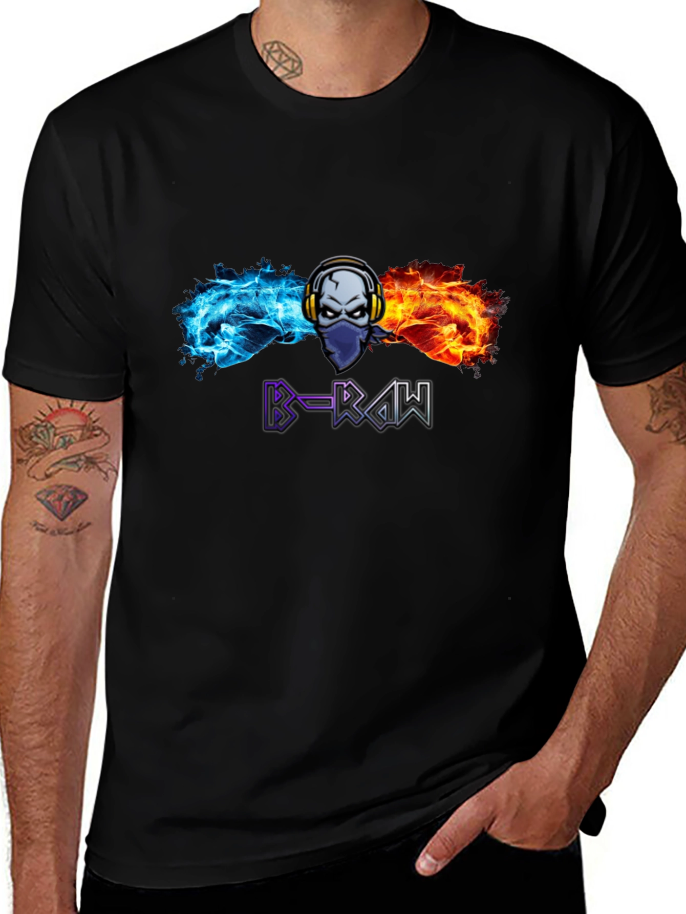 B-RAW Graphic T-Shirt - Skull Headphones Tee
