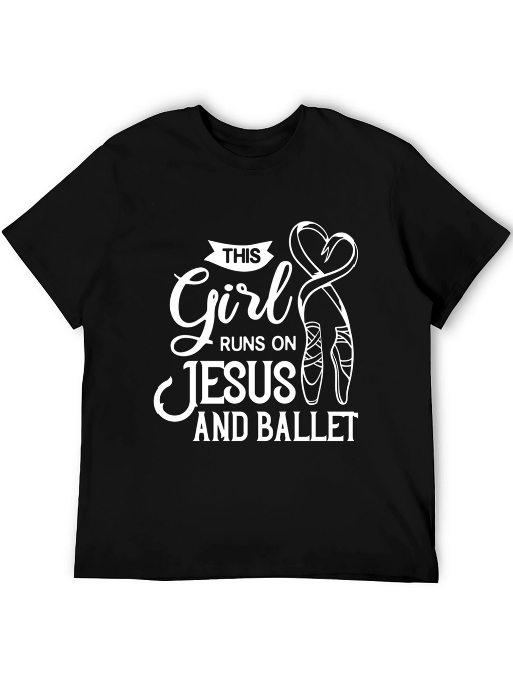 This Girl Runs on Jesus and Ballet Black T-Shirt