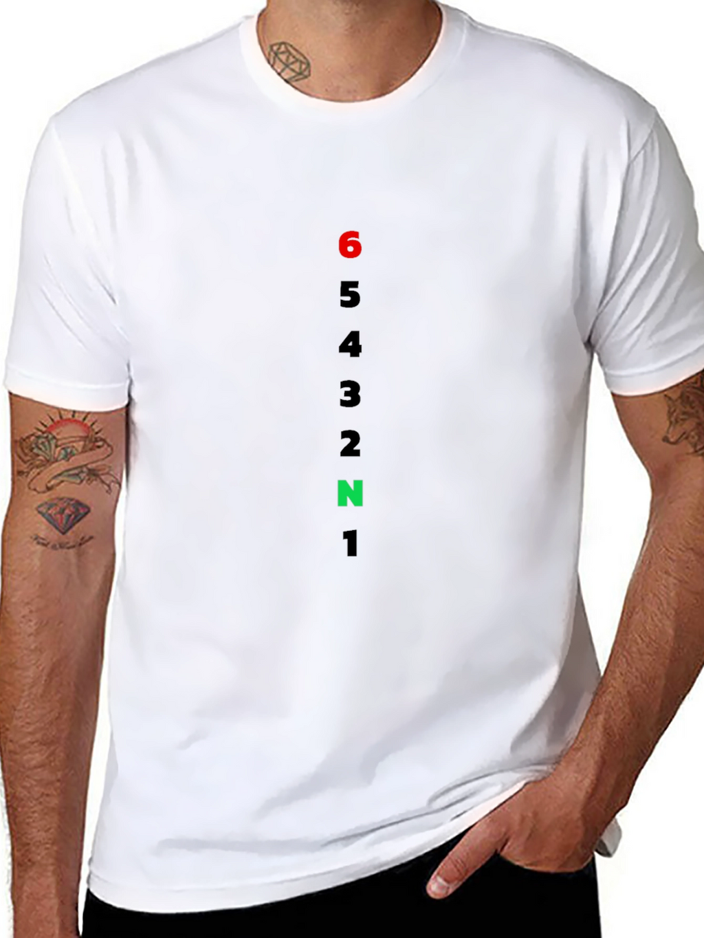 Motorcycle Gear Shift Pattern T-Shirt - Black