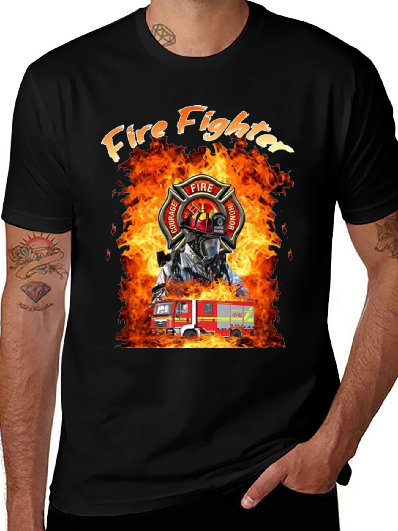 Firefighter T-Shirt - Courage Honor Fire Design