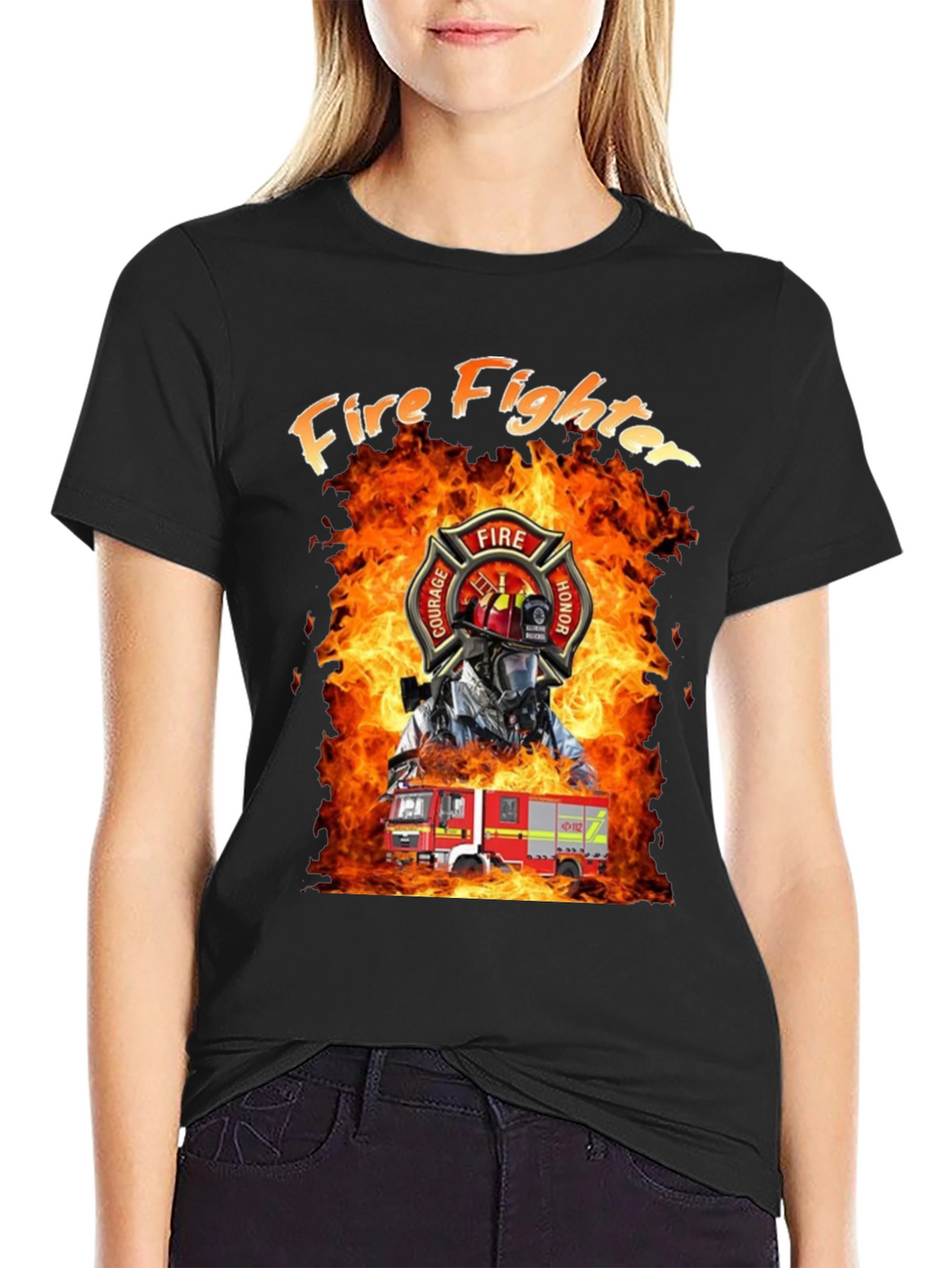Firefighter T-Shirt - Courage Honor Fire Design