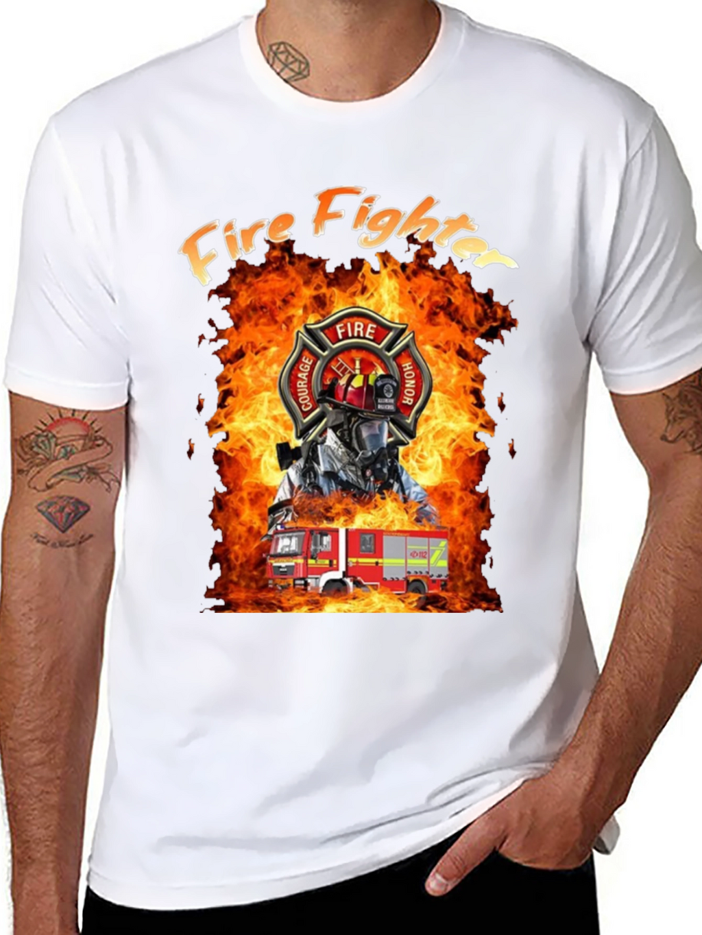 Firefighter T-Shirt - Courage Honor Fire Design