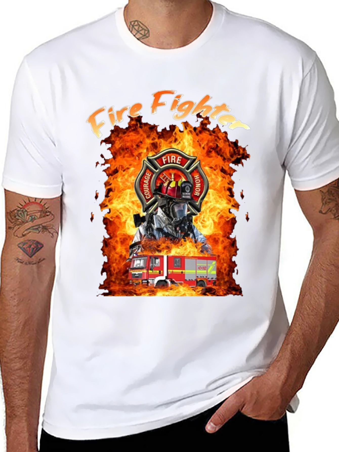 Firefighter T-Shirt - Courage Honor Fire Design