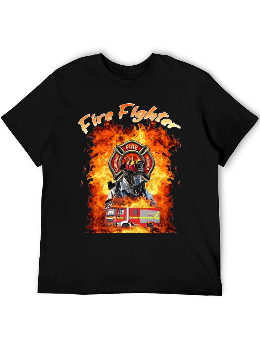 Firefighter T-Shirt - Courage Honor Fire Design