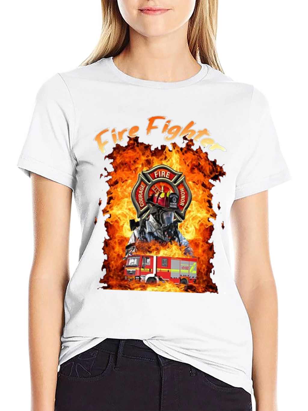 Firefighter T-Shirt - Courage Honor Fire Design
