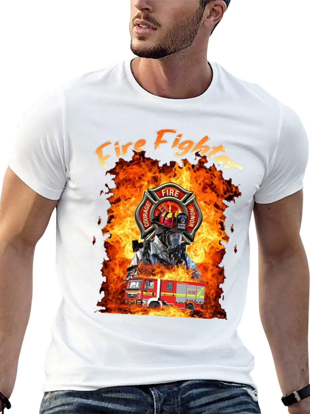 Firefighter T-Shirt - Courage Honor Fire Design