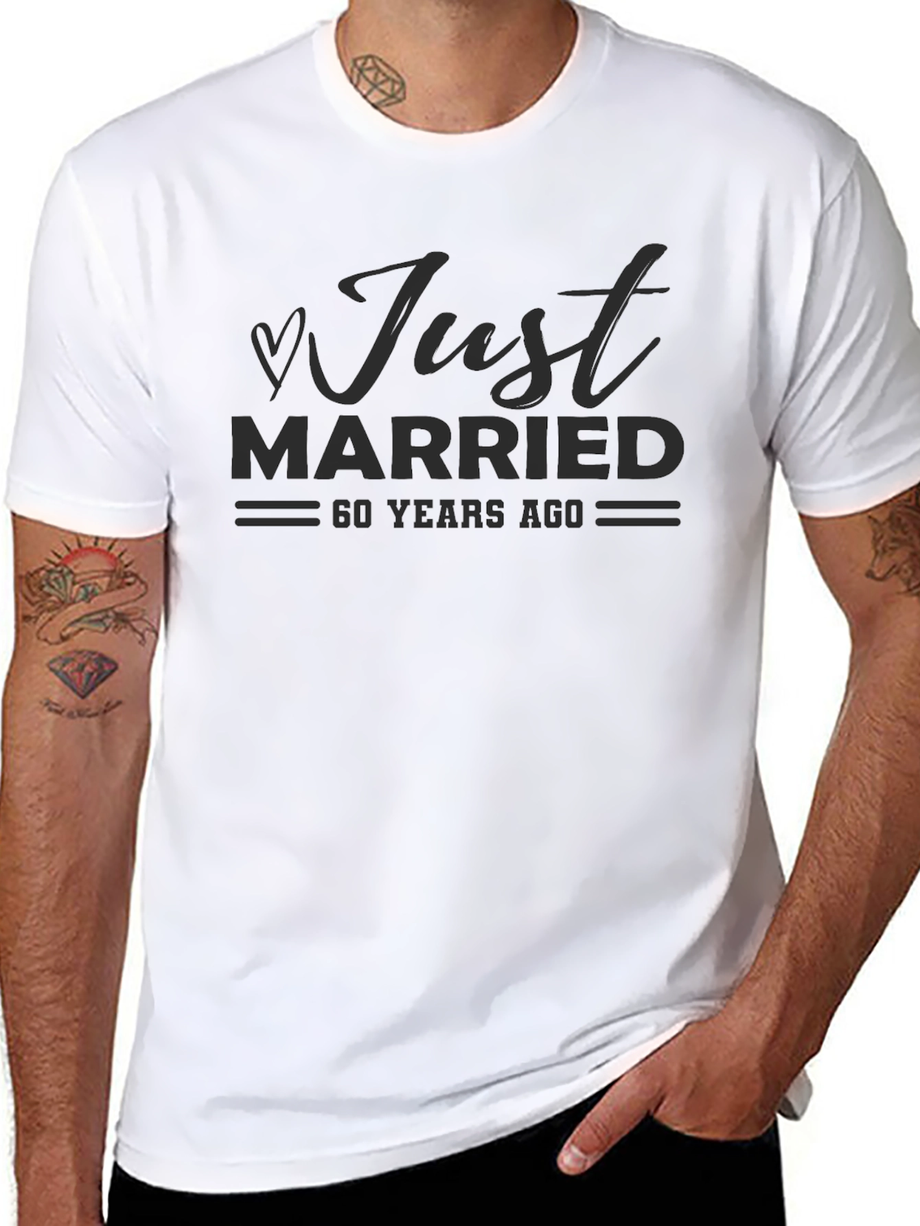 Just Married 60 Years Ago Black T-Shirt
