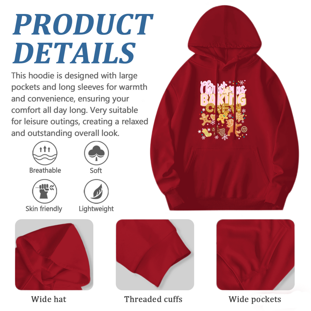 Christmas Baking Crew Hoodie - Holiday Kitchen Graphic Sweatshirt for Bakers