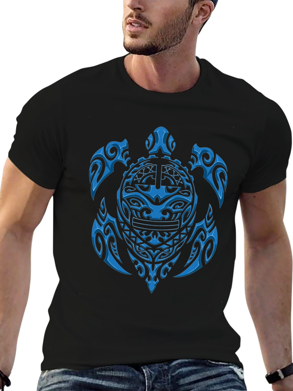 Tribal Turtle Graphic Tee - Black Casual Shirt