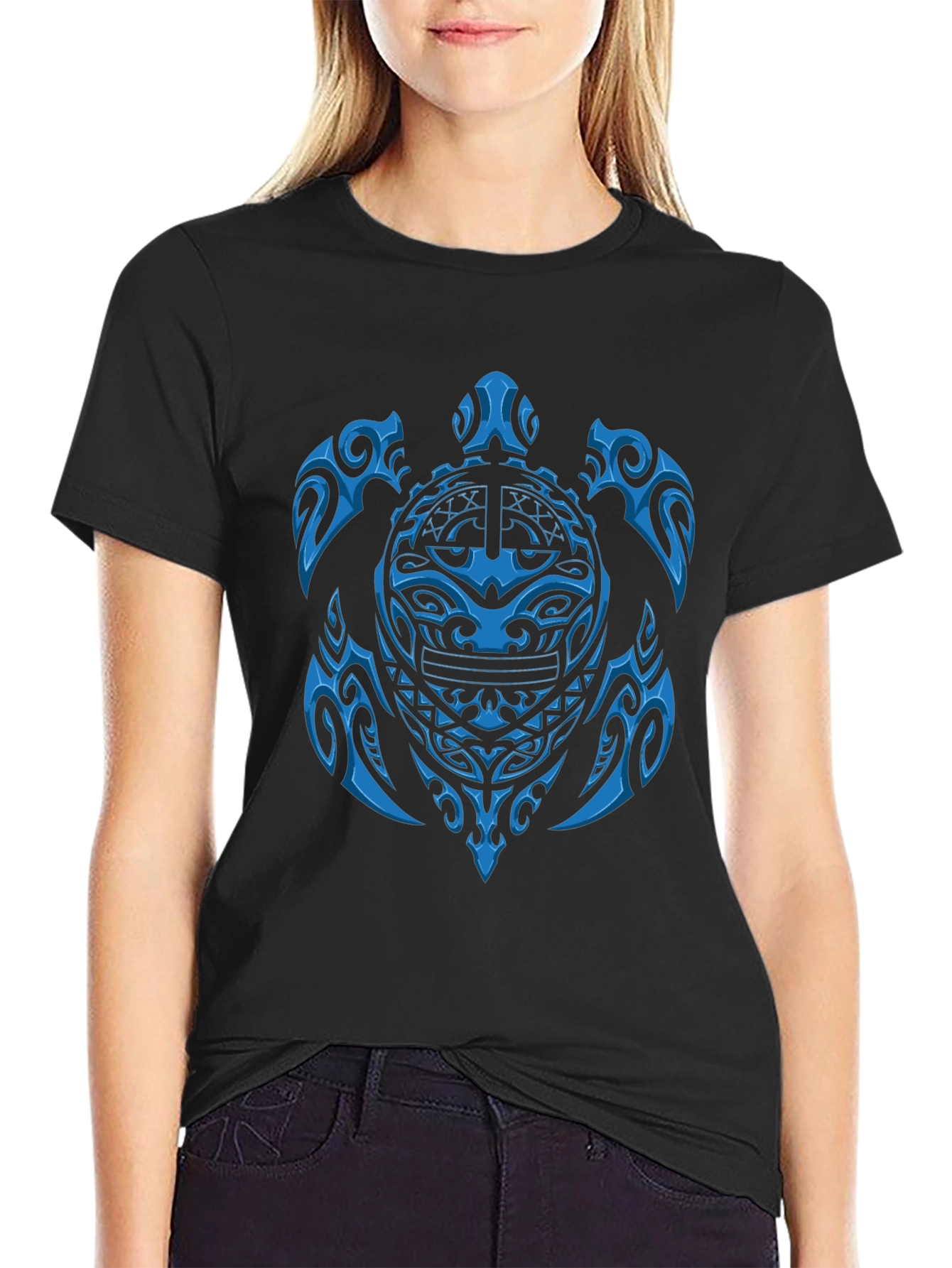 Tribal Turtle Graphic Tee - Black Casual Shirt