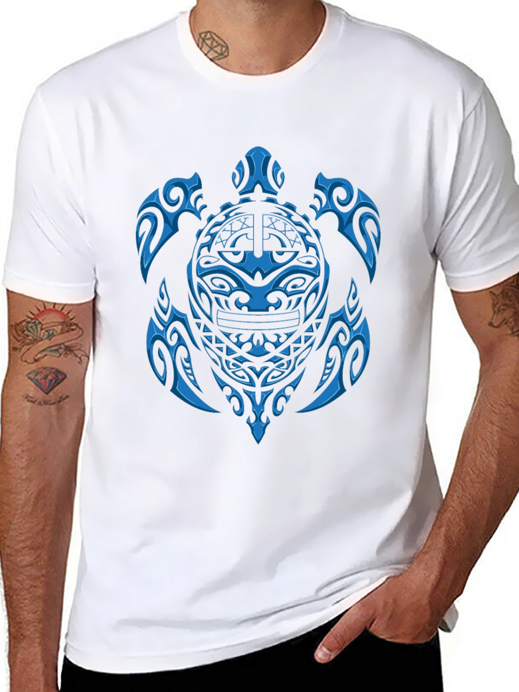 Tribal Turtle Graphic Tee - Black Casual Shirt