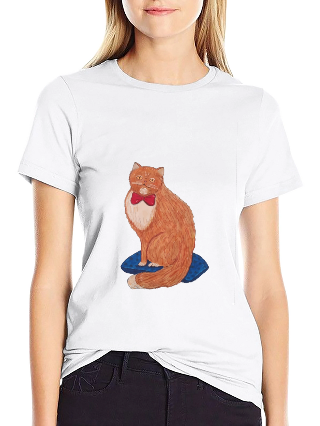 Cat with Bowtie Black T-Shirt