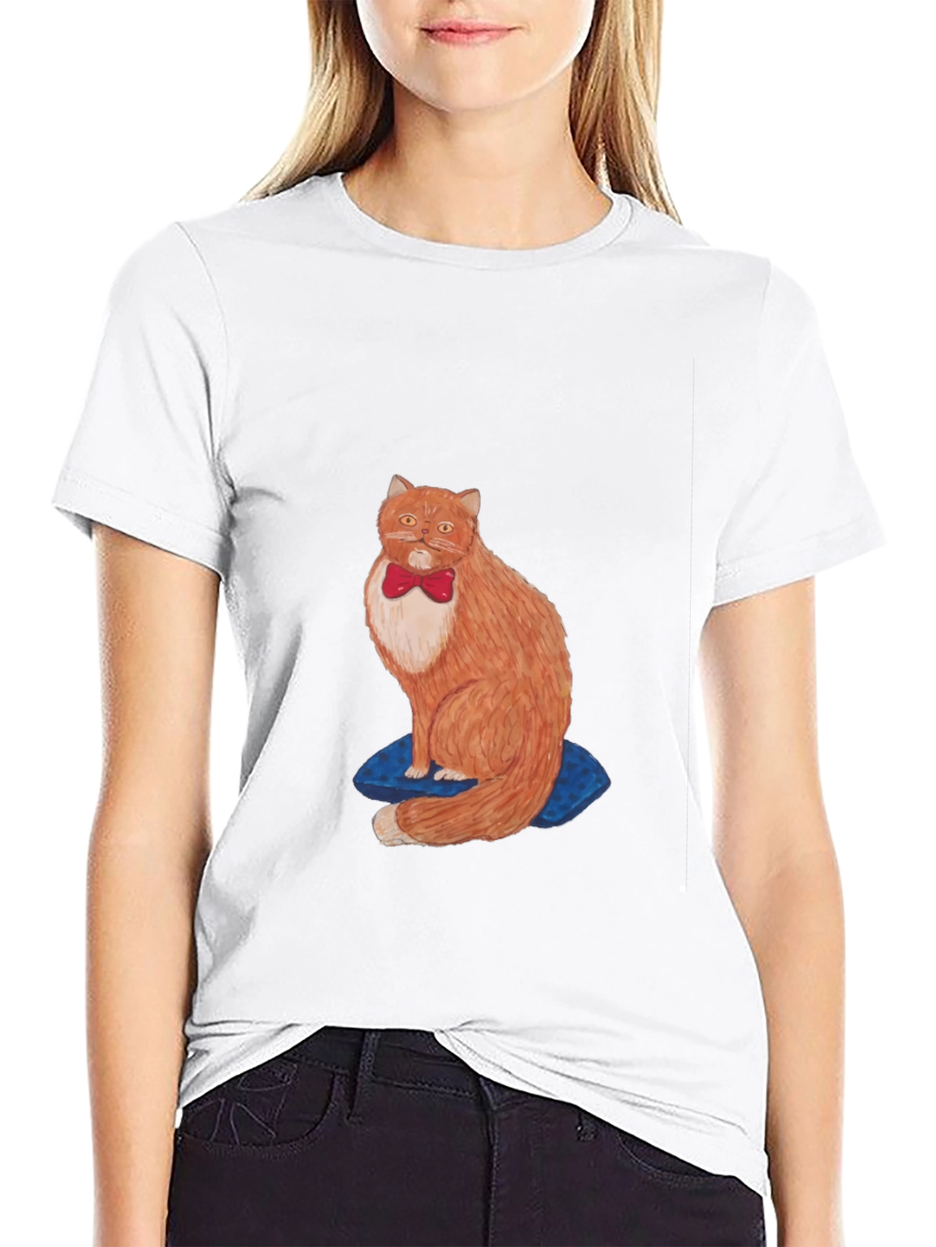 Cat with Bowtie Black T-Shirt