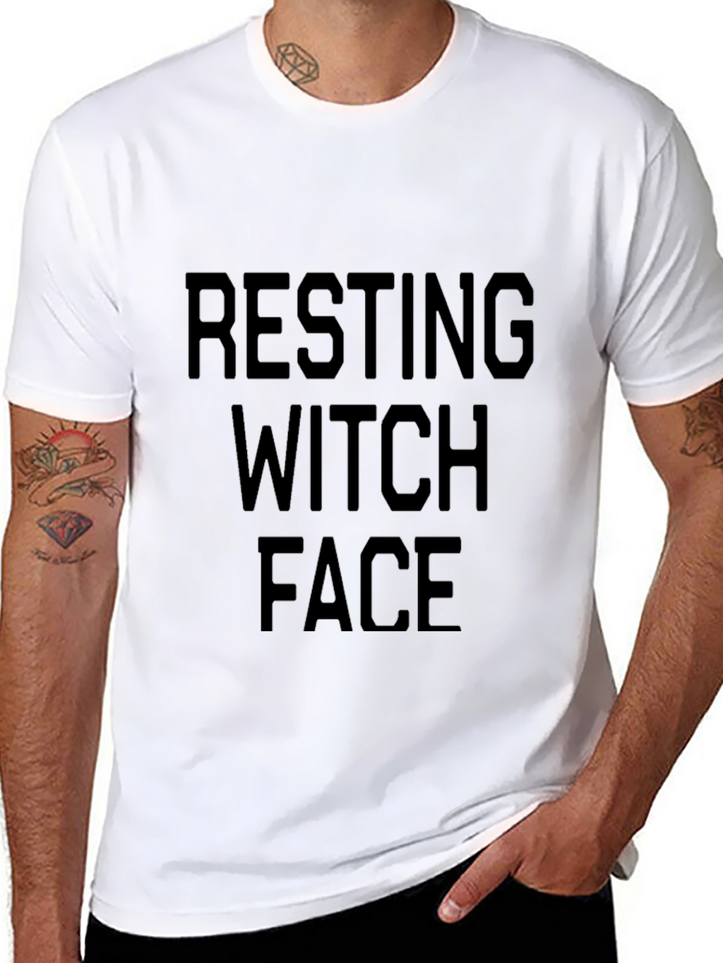 Resting Witch Face Graphic T-Shirt - Black