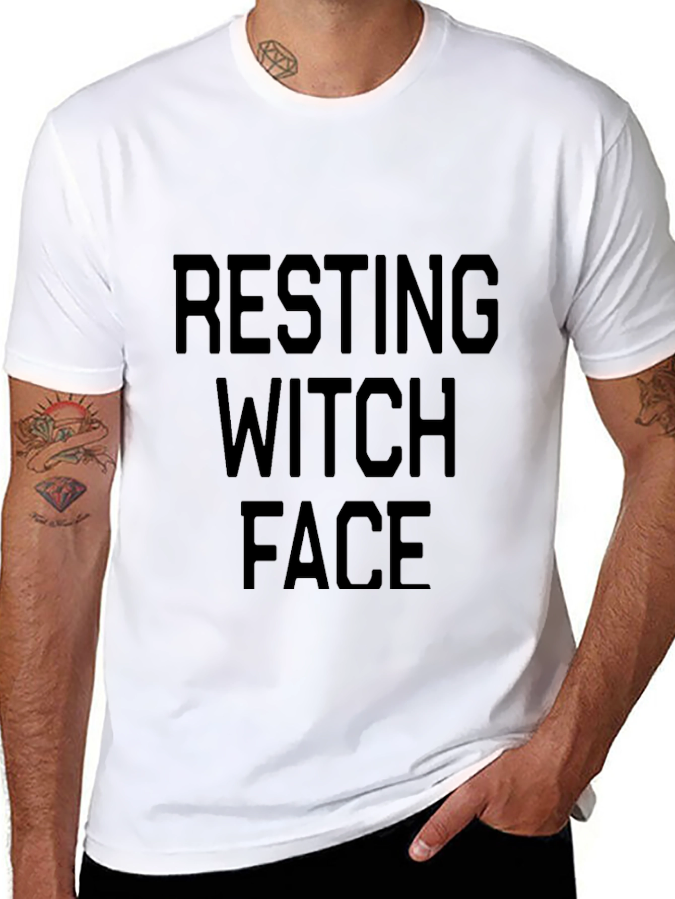 Resting Witch Face Graphic T-Shirt - Black