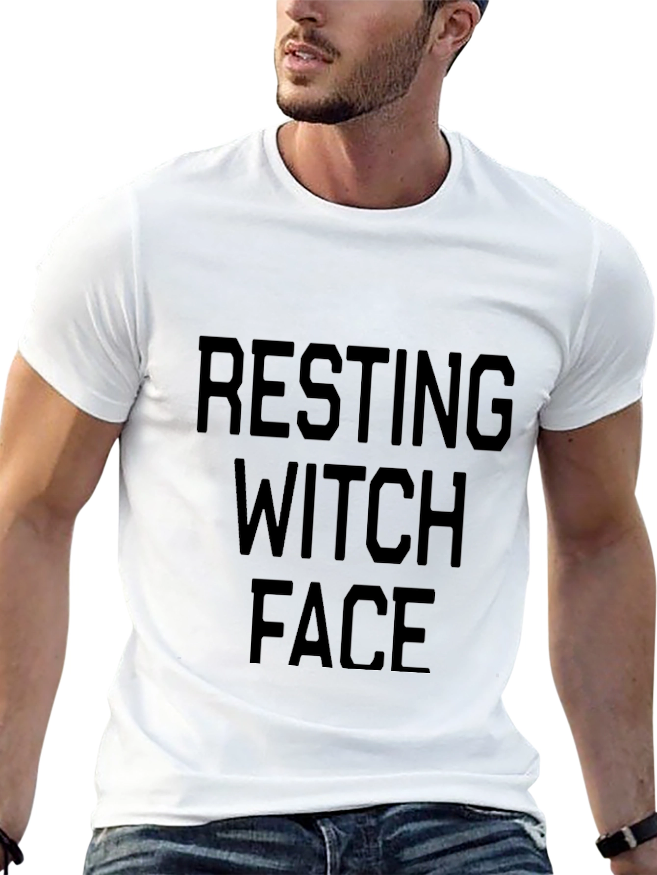 Resting Witch Face Graphic T-Shirt - Black
