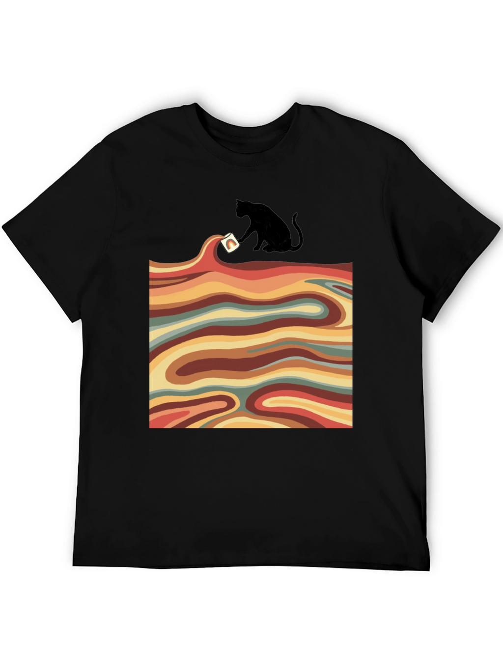 Retro Cat T-Shirt - Wavy Design