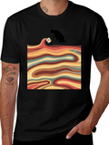 Retro Cat T-Shirt - Wavy Design