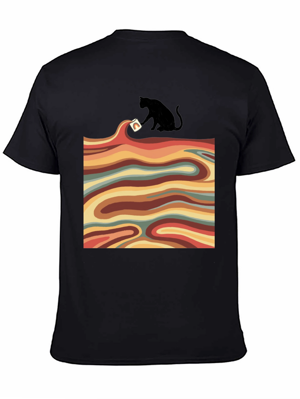 Retro Cat T-Shirt - Wavy Design