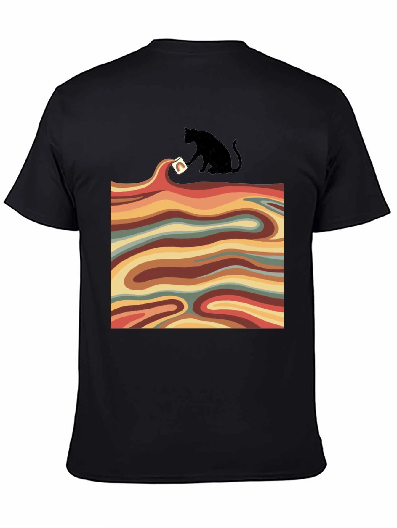 Retro Cat T-Shirt - Wavy Design