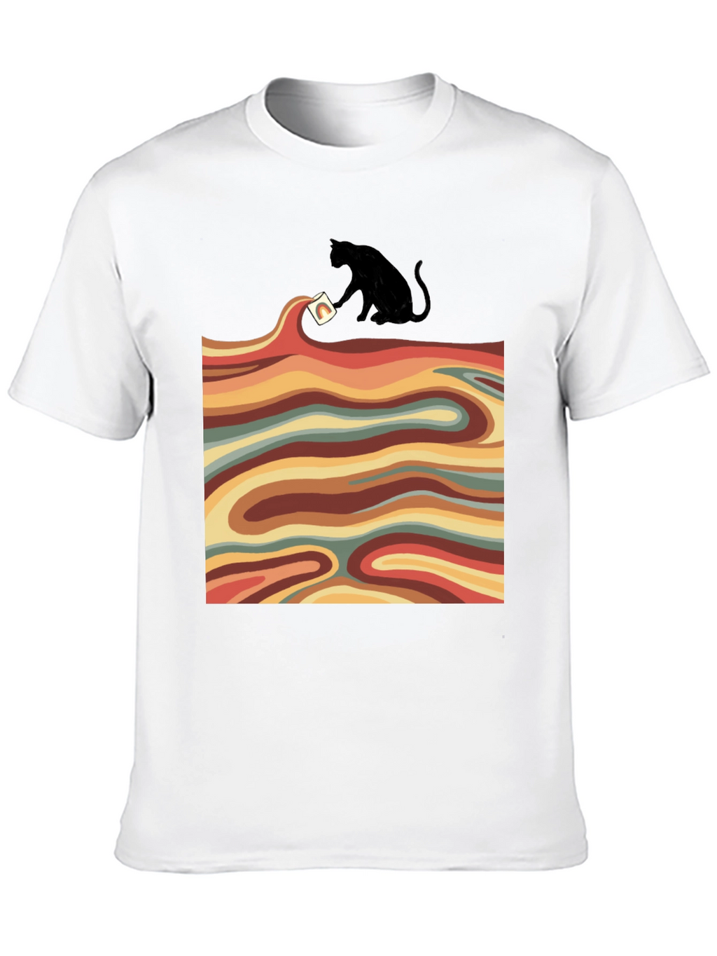 Retro Cat T-Shirt - Wavy Design