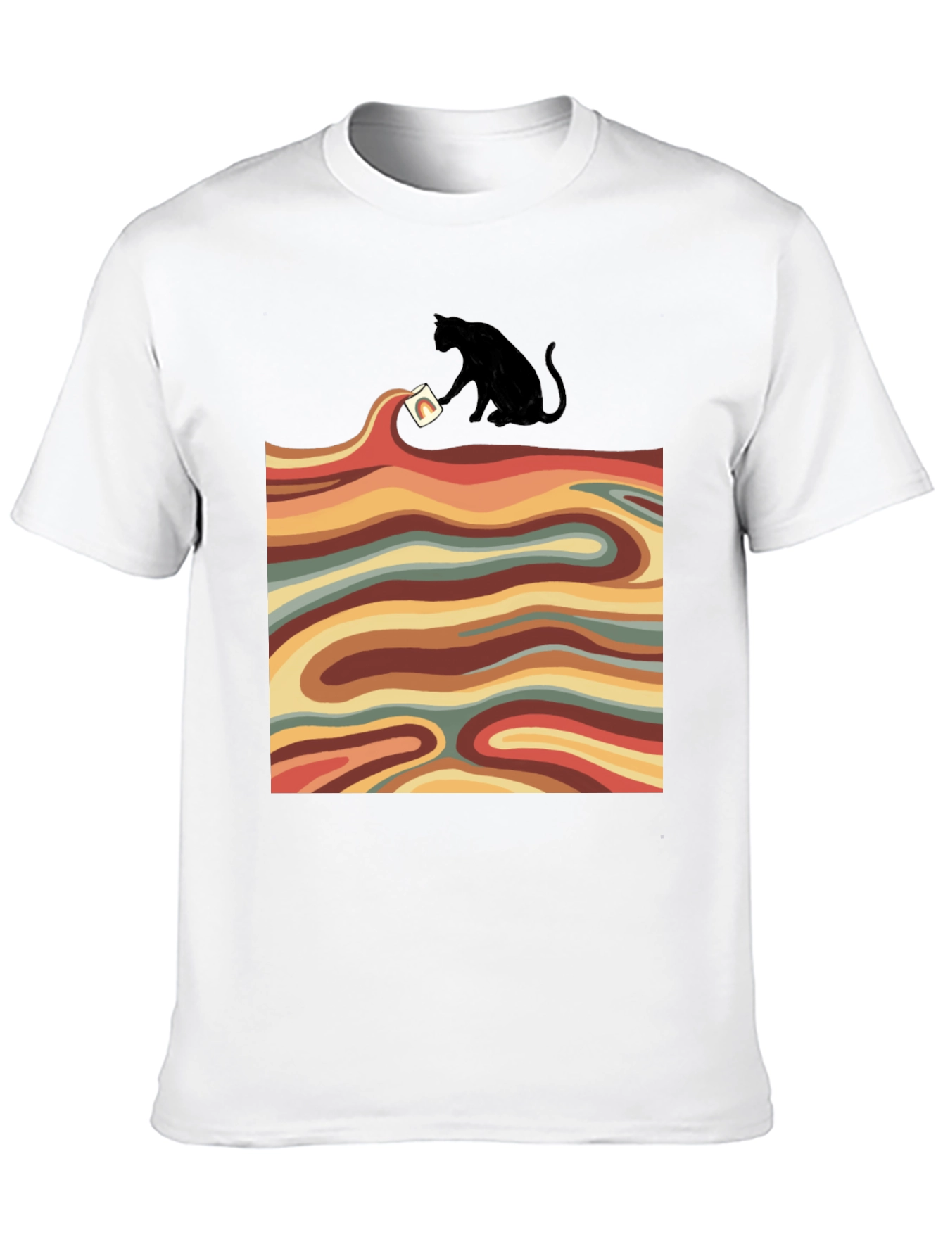 Retro Cat T-Shirt - Wavy Design
