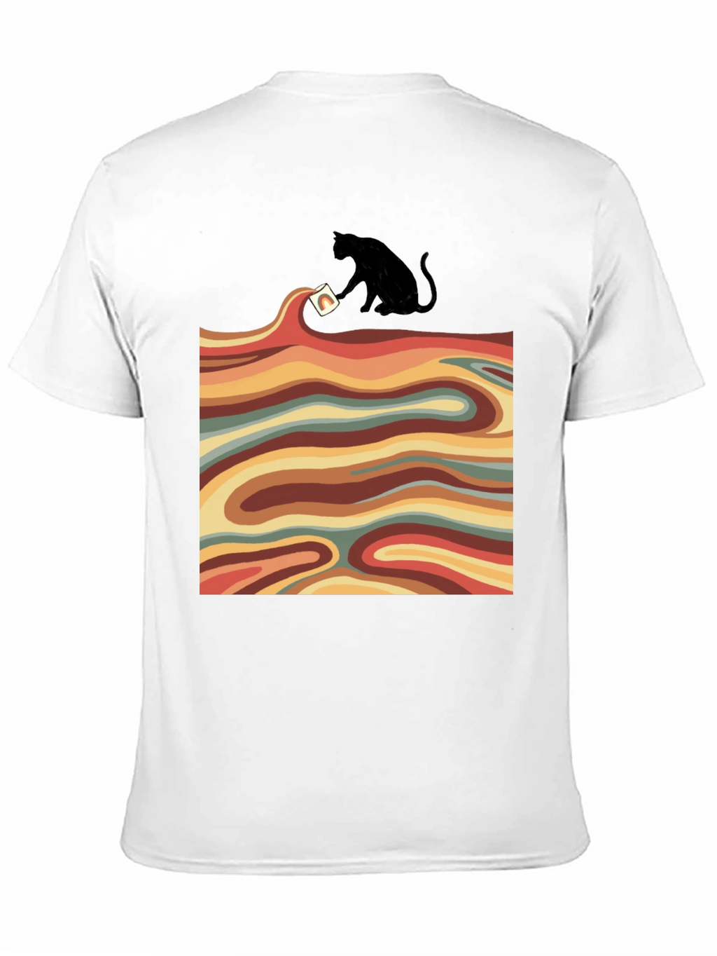 Retro Cat T-Shirt - Wavy Design