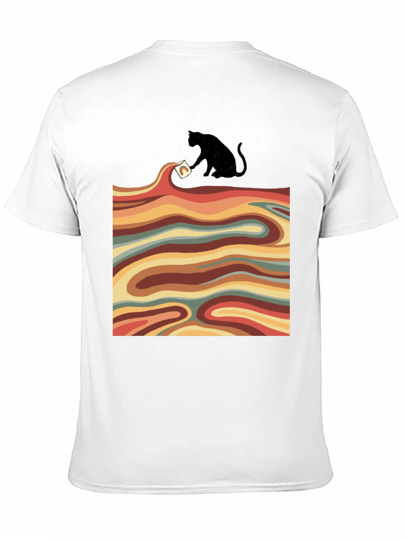 Retro Cat T-Shirt - Wavy Design
