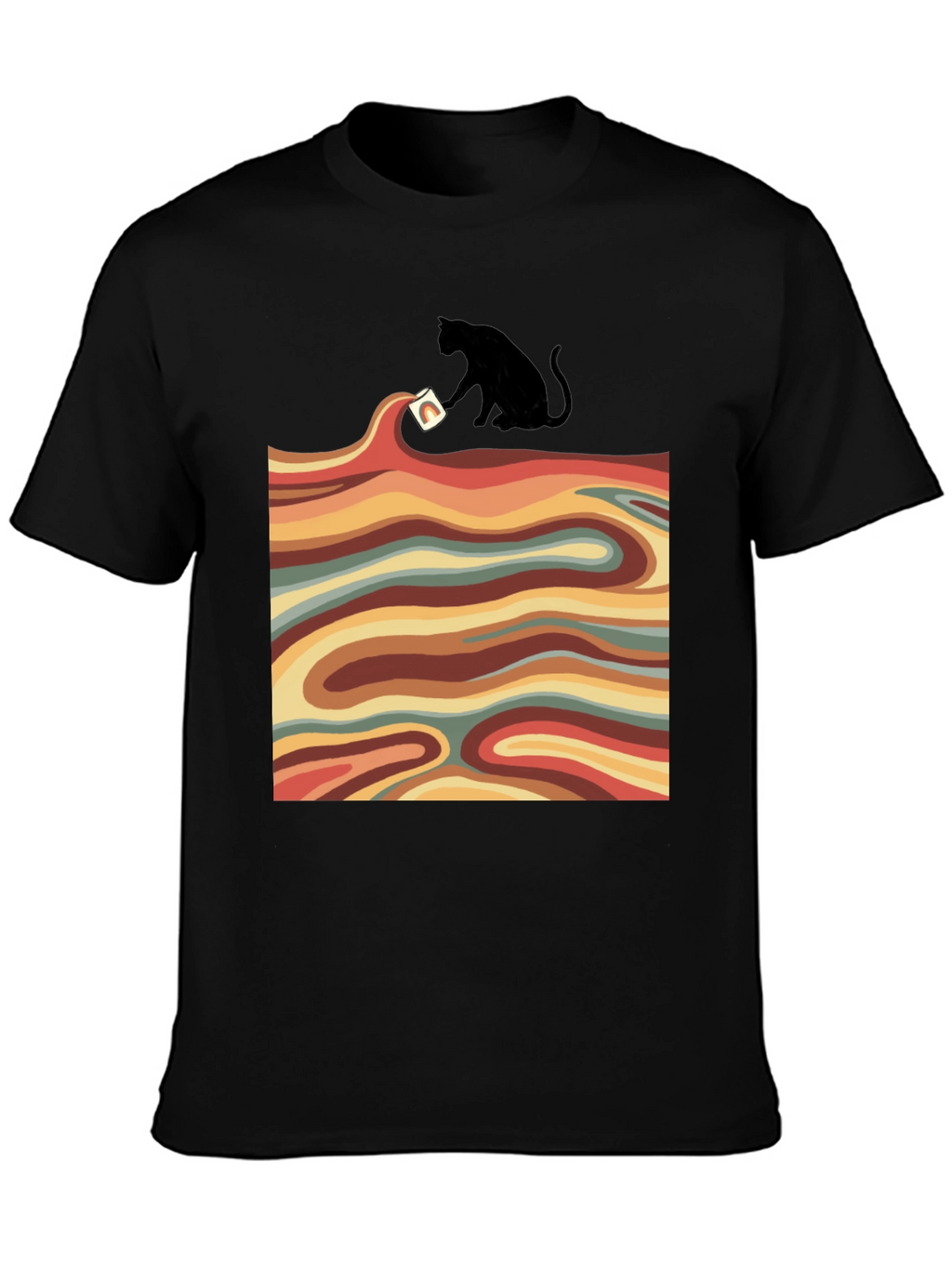 Retro Cat T-Shirt - Wavy Design