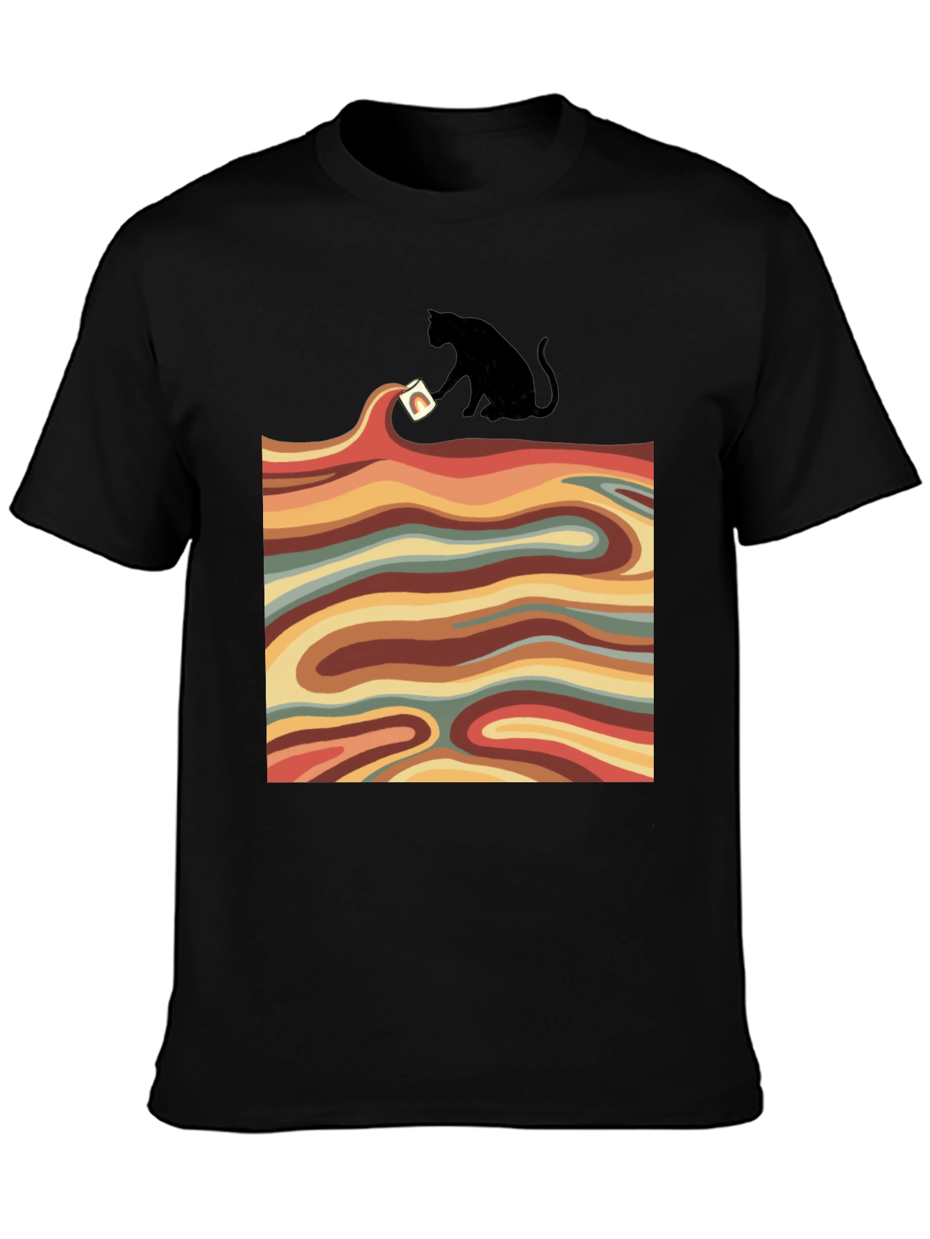 Retro Cat T-Shirt - Wavy Design