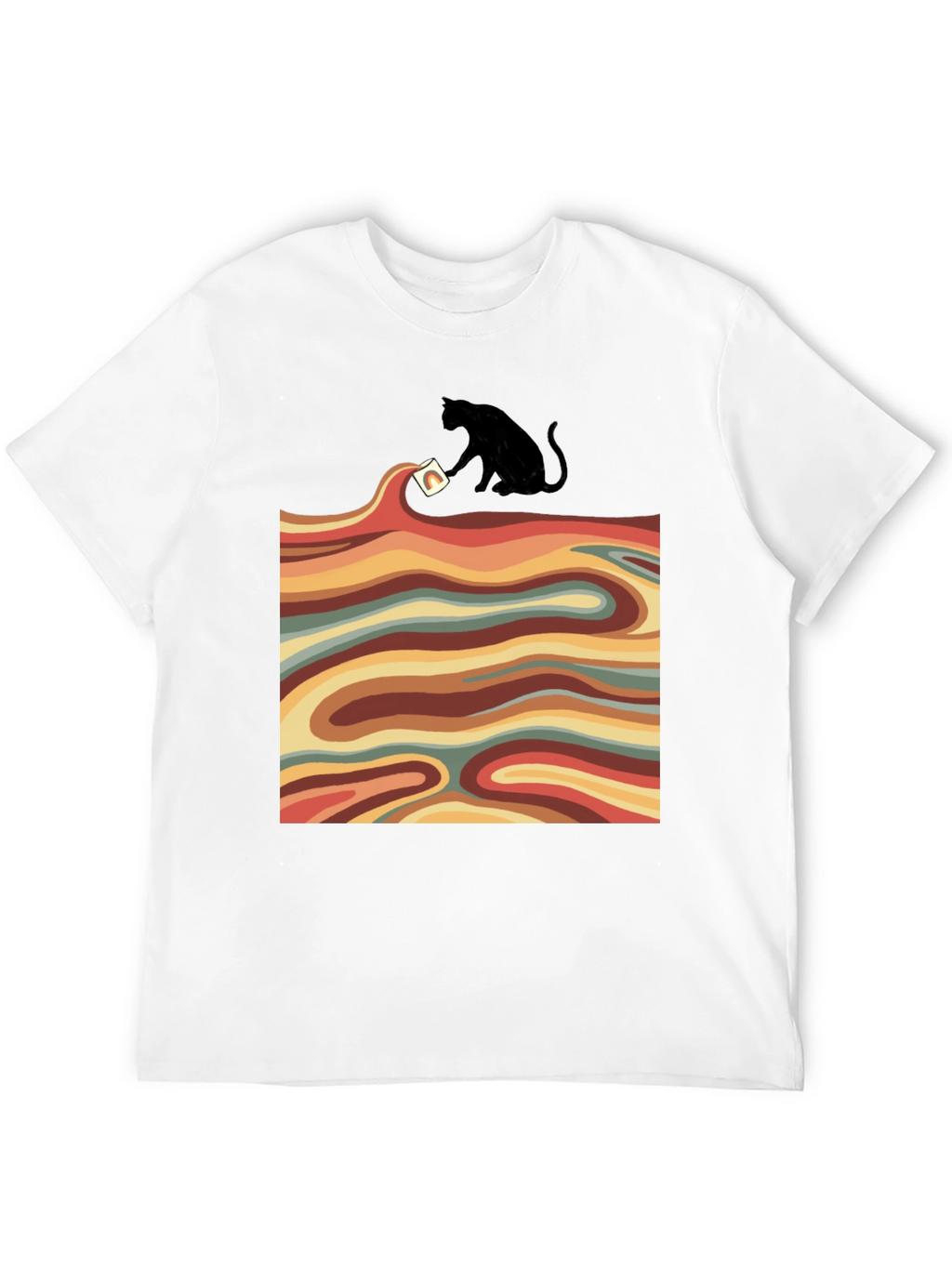 Retro Cat T-Shirt - Wavy Design