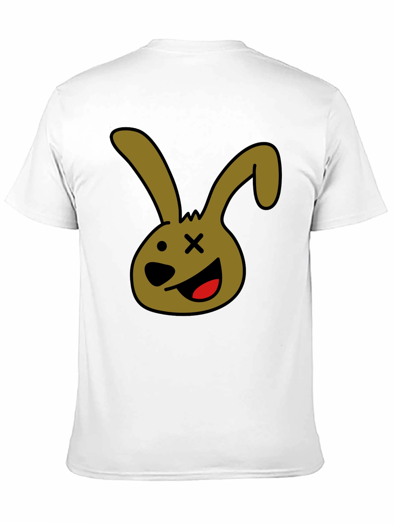 Cartoon Bunny Graphic Tee - Black Unisex T-Shirt