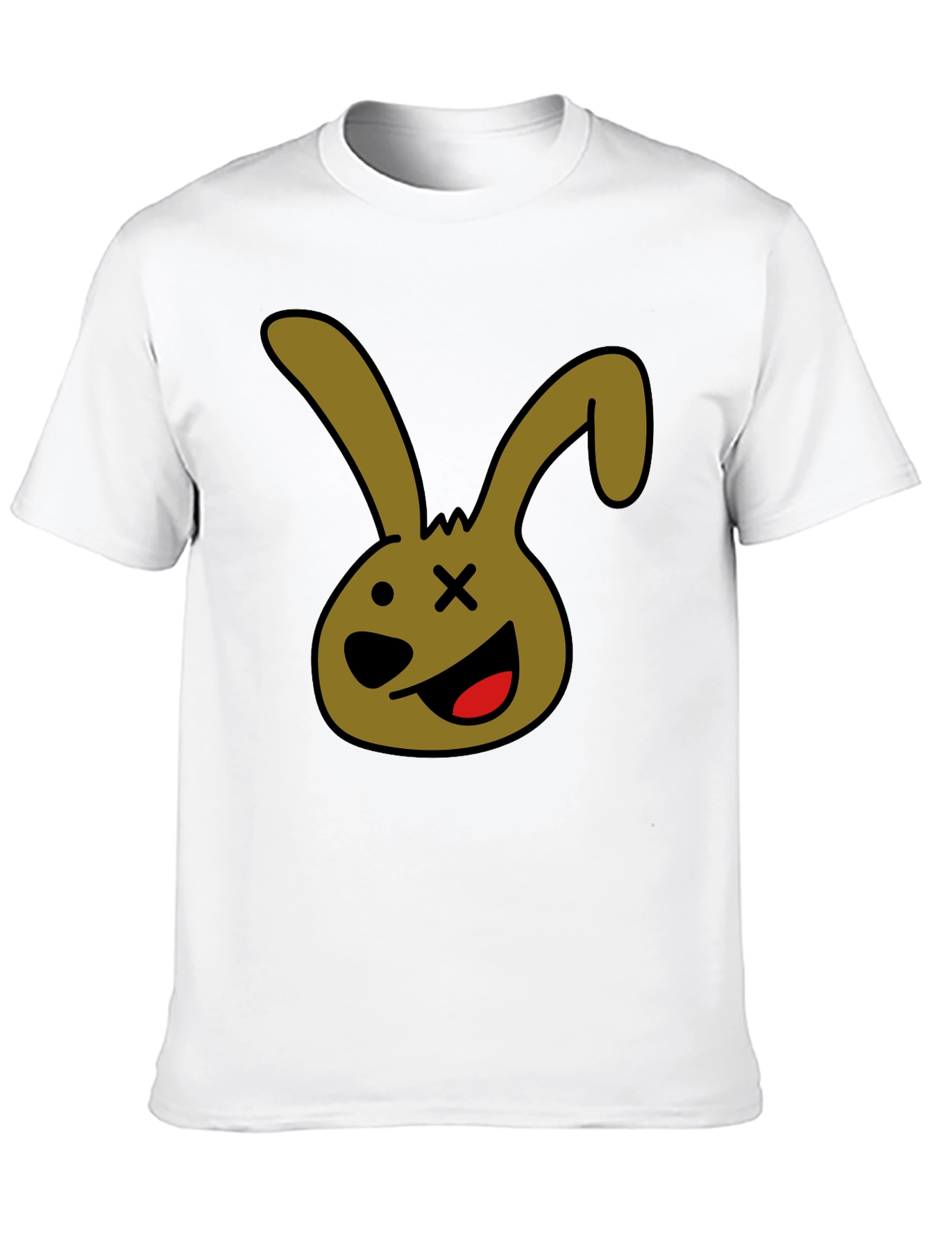 Cartoon Bunny Graphic Tee - Black Unisex T-Shirt