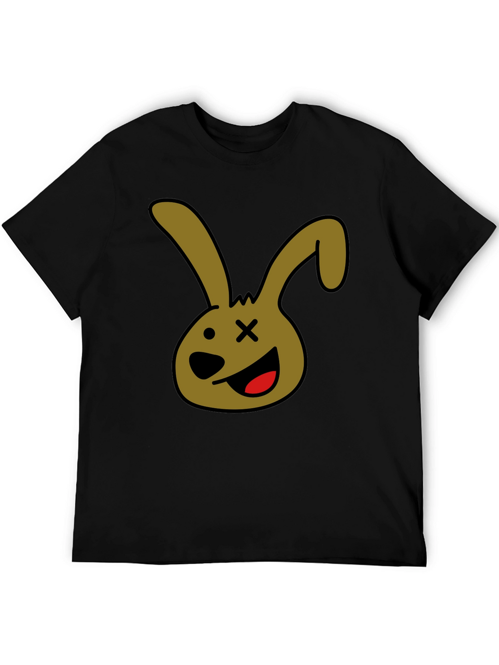 Cartoon Bunny Graphic Tee - Black Unisex T-Shirt