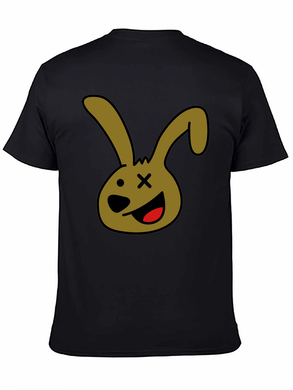 Cartoon Bunny Graphic Tee - Black Unisex T-Shirt
