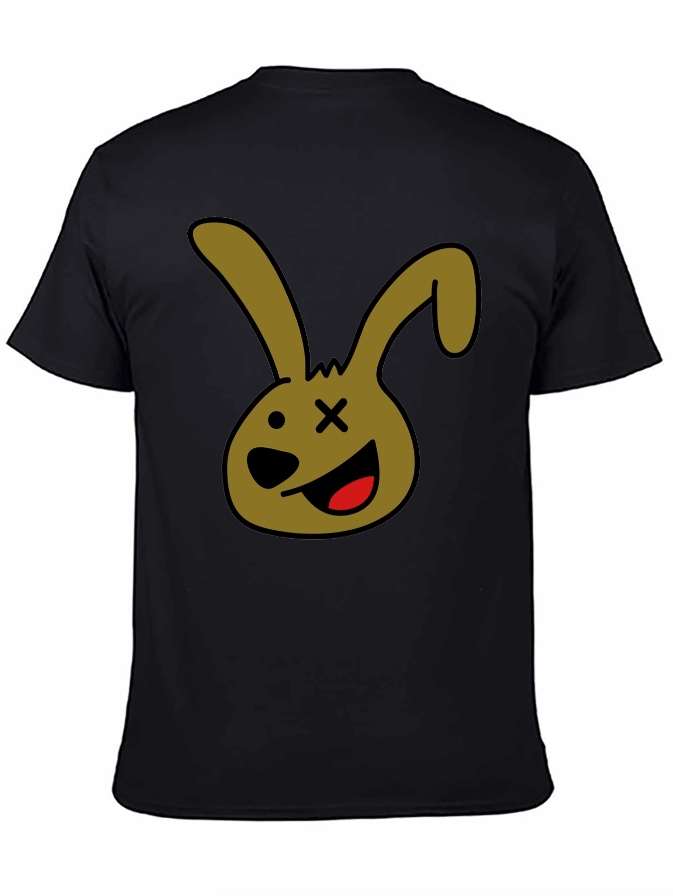 Cartoon Bunny Graphic Tee - Black Unisex T-Shirt