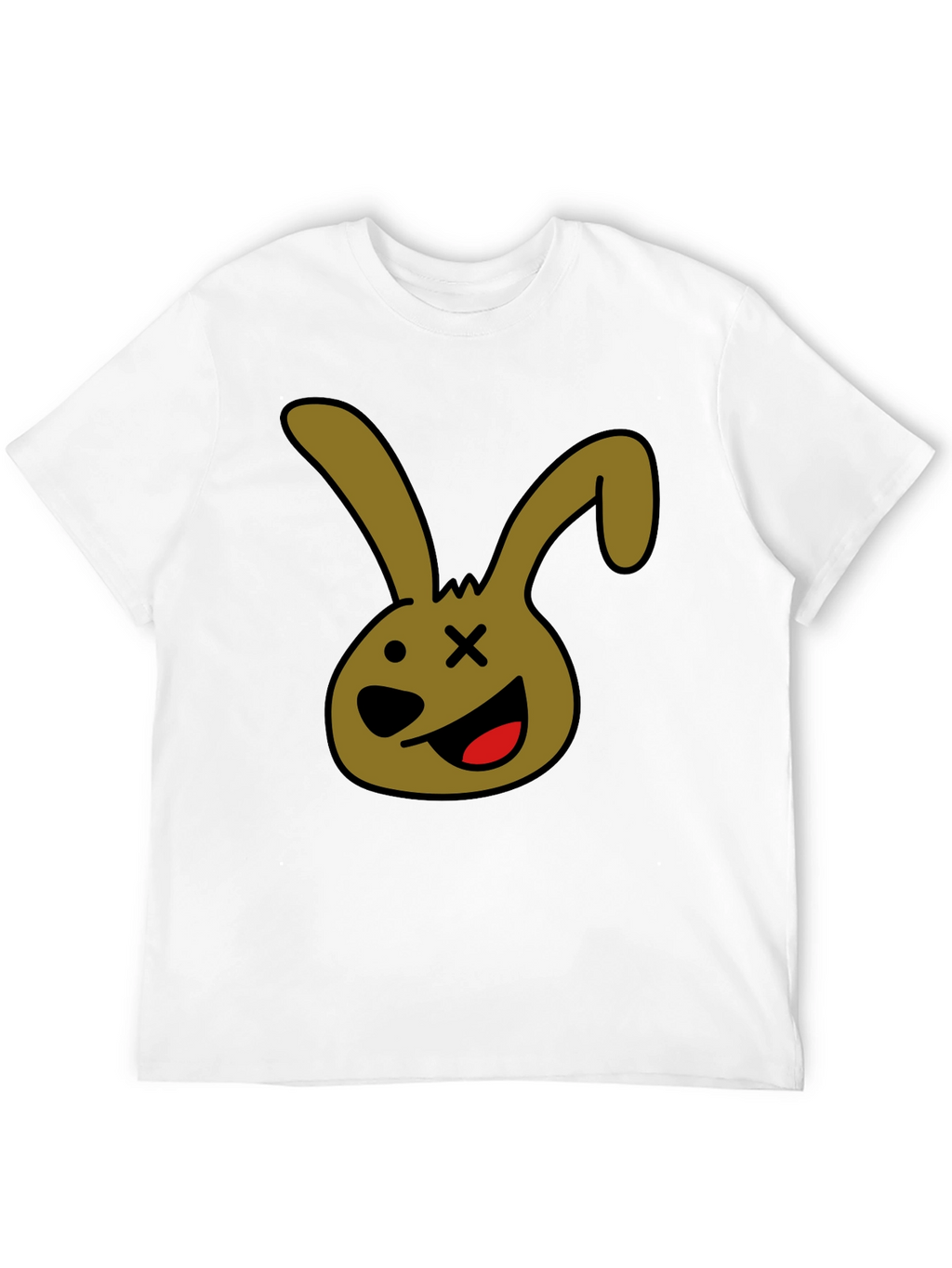 Cartoon Bunny Graphic Tee - Black Unisex T-Shirt