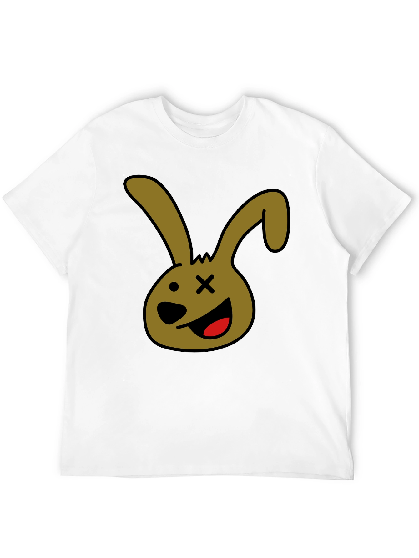 Cartoon Bunny Graphic Tee - Black Unisex T-Shirt