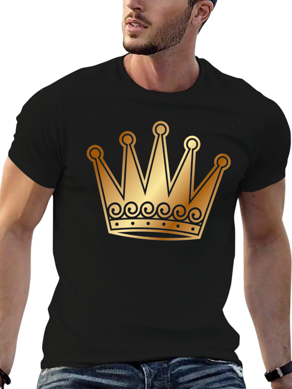 Golden Crown Graphic T-Shirt - Black Tee
