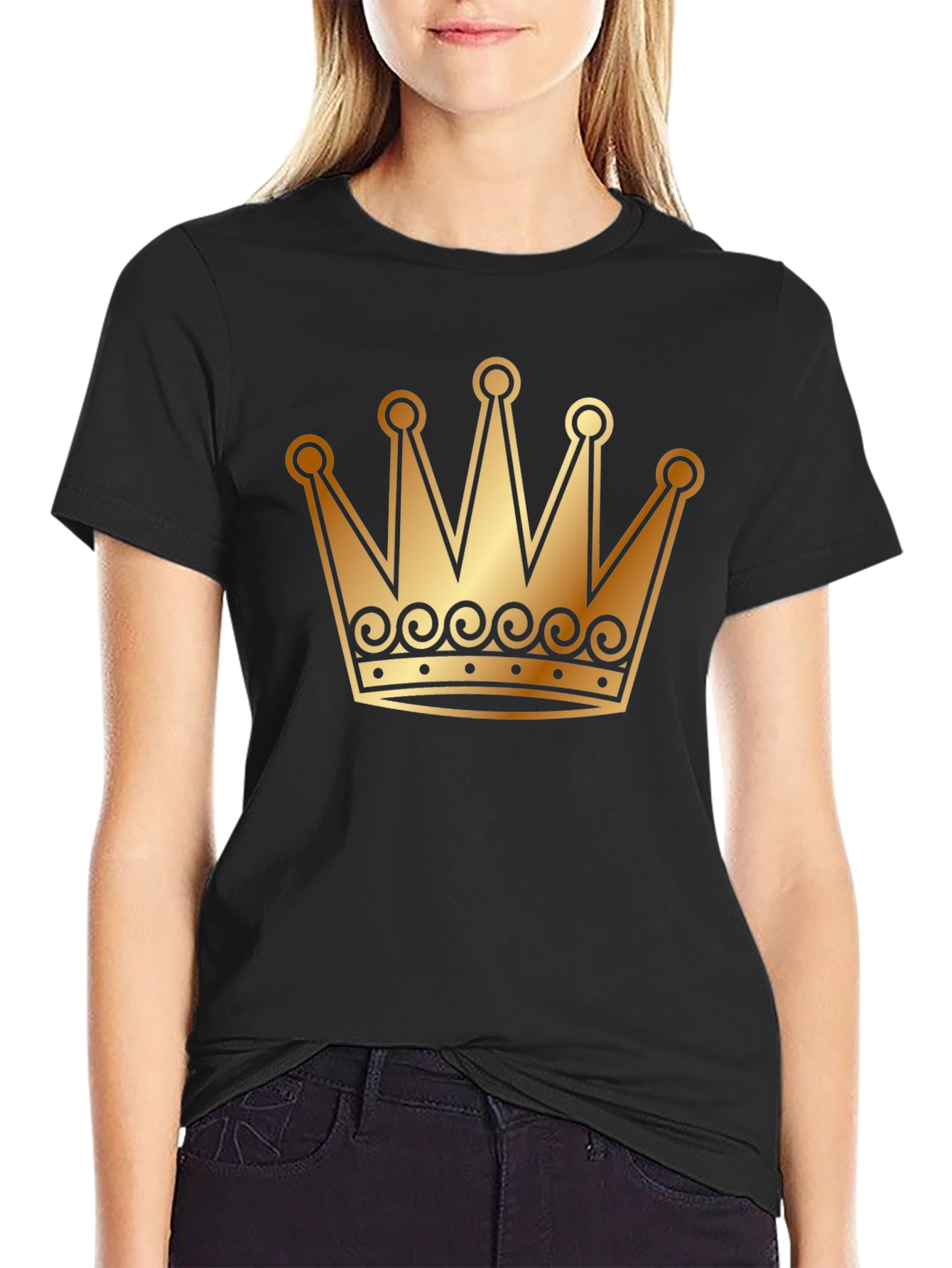 Golden Crown Graphic T-Shirt - Black Tee