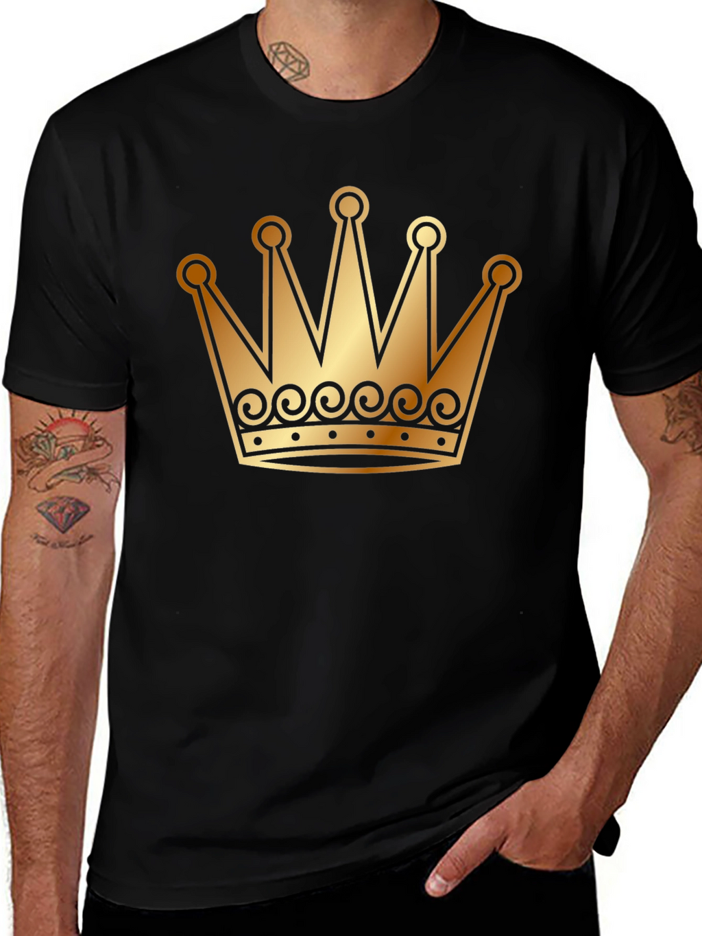 Golden Crown Graphic T-Shirt - Black Tee