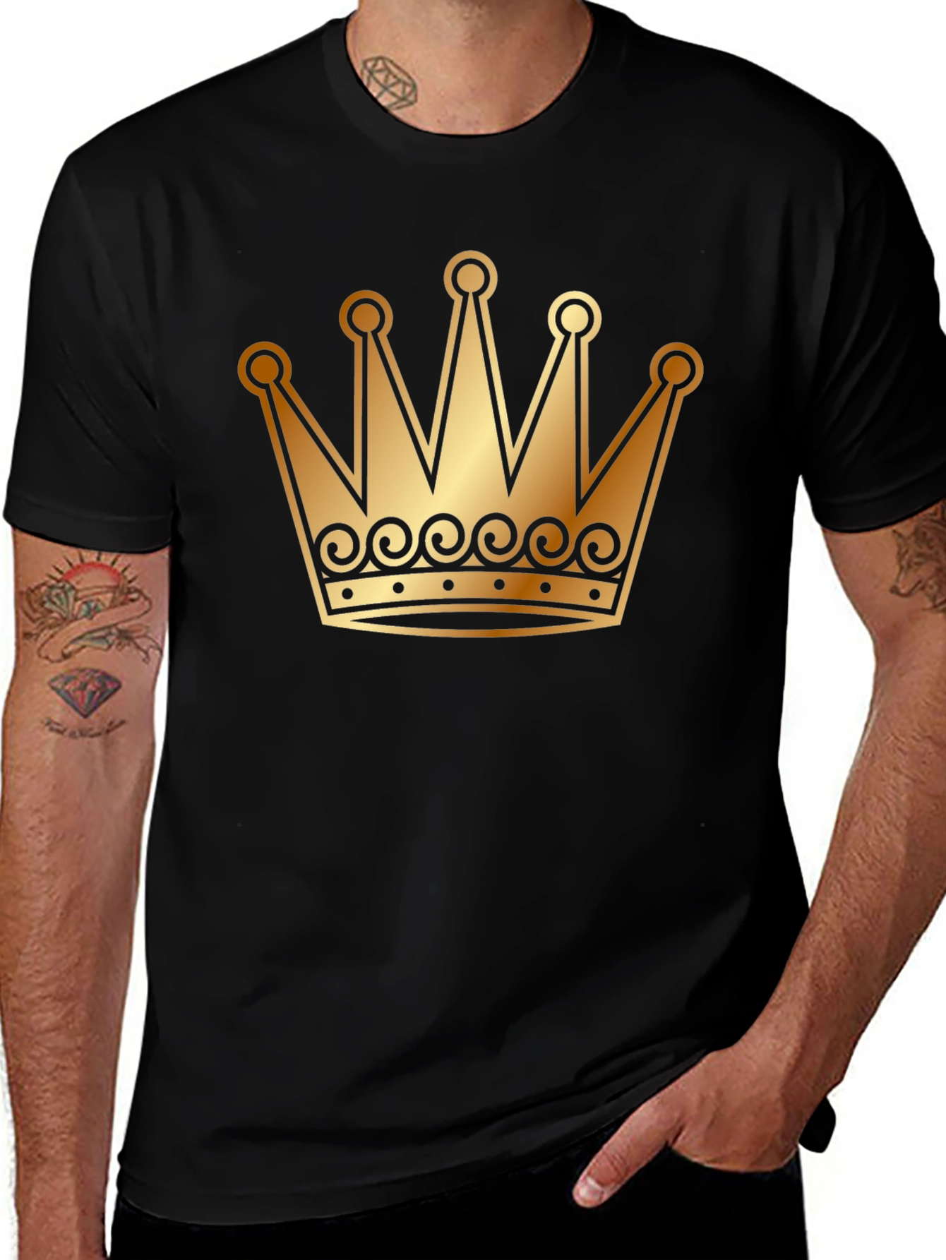 Golden Crown Graphic T-Shirt - Black Tee