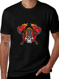 Skull Firefighter Axe Graphic T-Shirt
